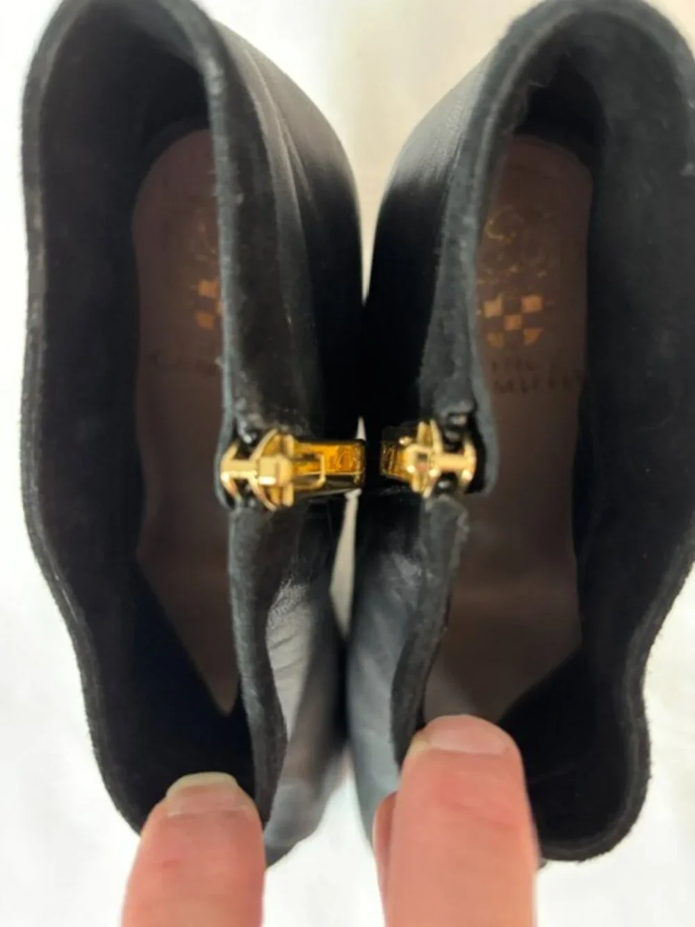 Vince Camuto Kevia Black Leather/Suede Open Toe Stiletto Bootie Women's Size 10M